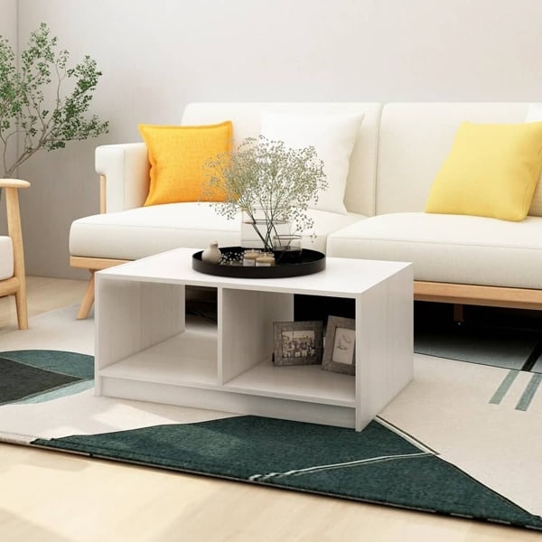vidaXL Soffbord vit 75x50x33,5 cm massiv furu Vit