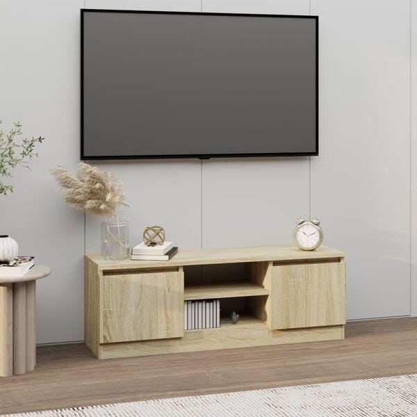 vidaXL TV-bänk med dörr sonoma-ek 102x30x36 cm Brun
