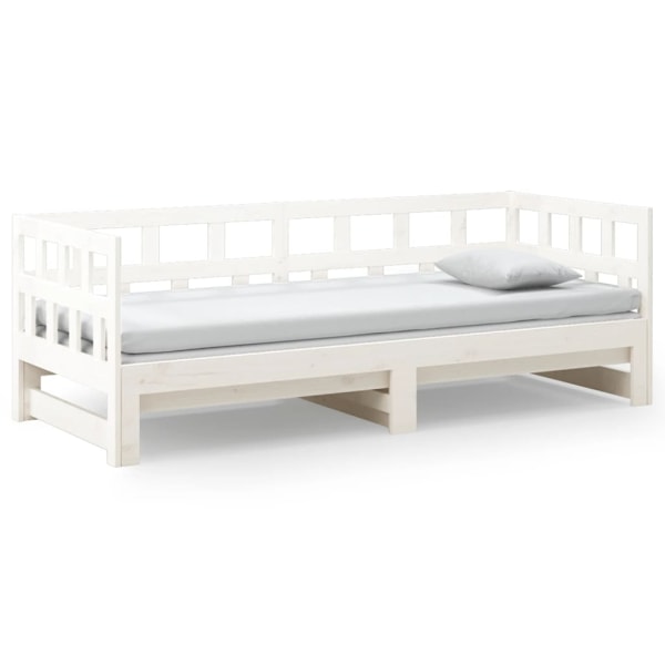 vidaXL Dagbädd utdragbar vit massiv furu 2x(90x200) cm Vit