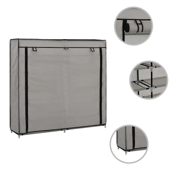 vidaXL Skoförvaring med överdrag grå 115x28x110 cm tyg grå