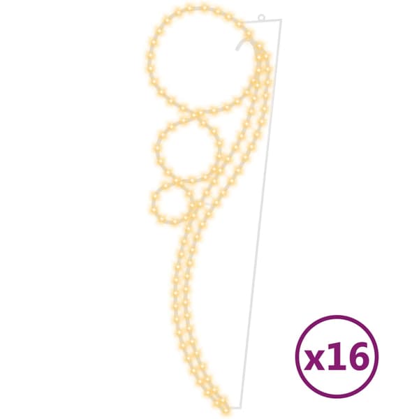 vidaXL Klotformade ljusslingor 16 st varmvit 111,5x35x4,5 cm