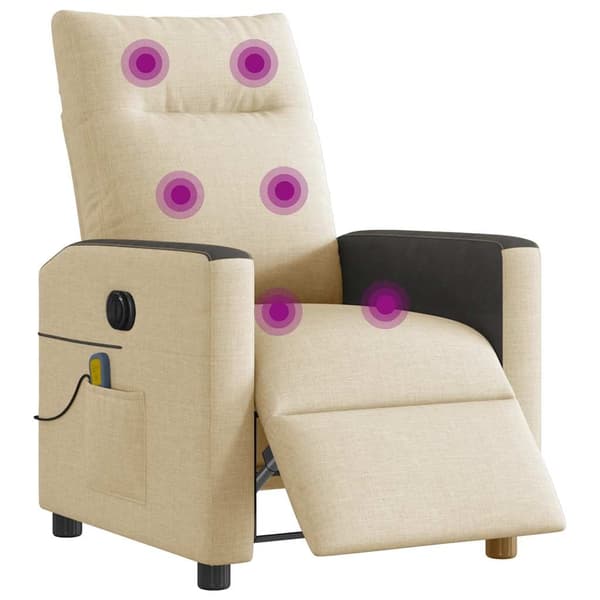 vidaXL Elektrisk massagefåtölj gräddvit tyg Kräm