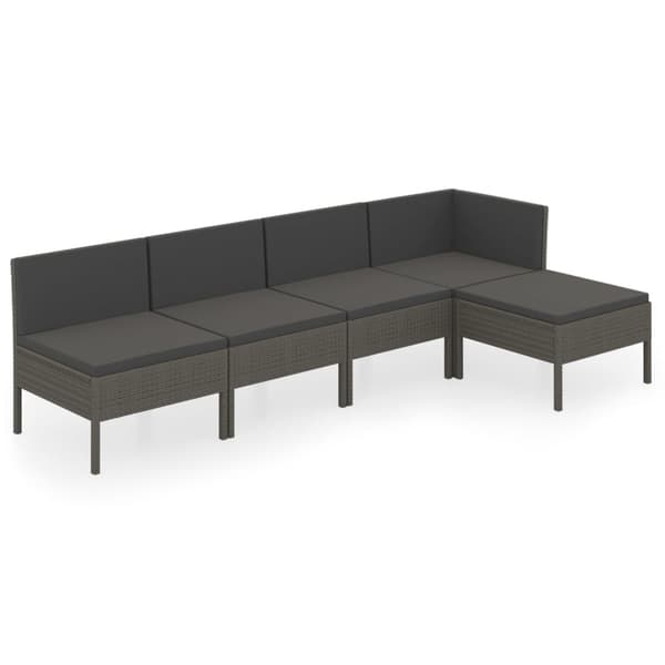 vidaXL Loungegrupp med dynor 5 delar konstrotting grå grå