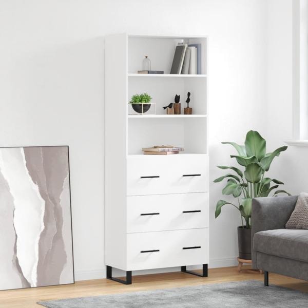 vidaXL Högskåp vit 69,5x34x180 cm konstruerat trä Vit