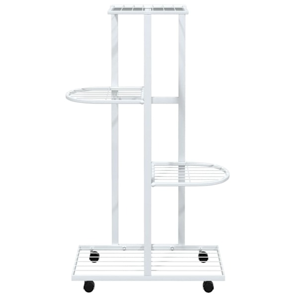 vidaXL Växtställ på hjul 4 hyllor 44x23x80 cm vit järn Vit