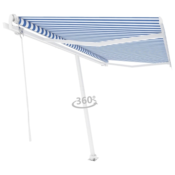 vidaXL Fristående markis automatisk 450x300 cm blå/vit Blå