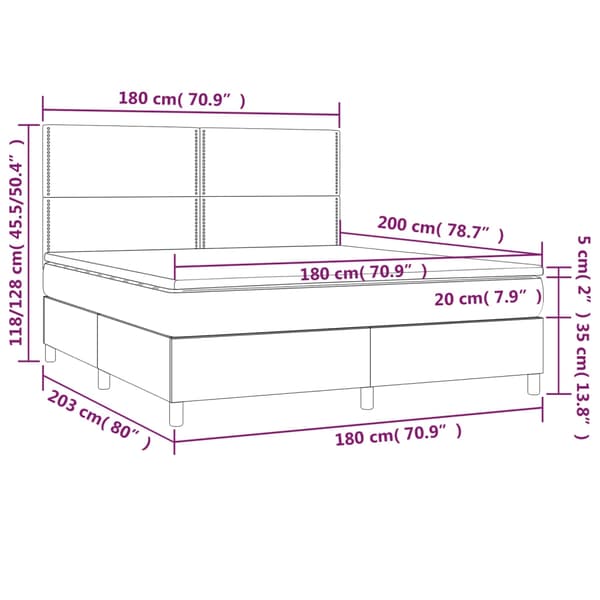 vidaXL Ramsäng med madrass mörkgrå 180x200 cm sammet Grå