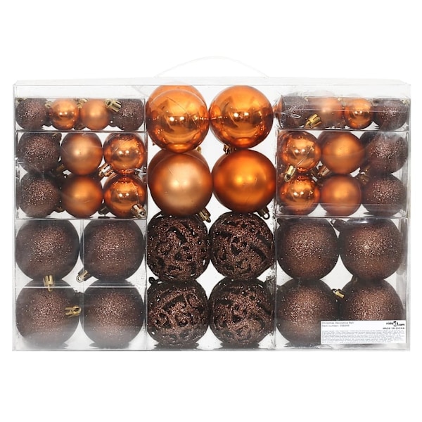 vidaXL Julgranskulor 100 st brun 3/4/6 cm Brun