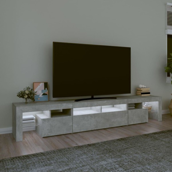 vidaXL Tv-bänk med LED-belysning betonggrå 230x36,5x40 cm Grå