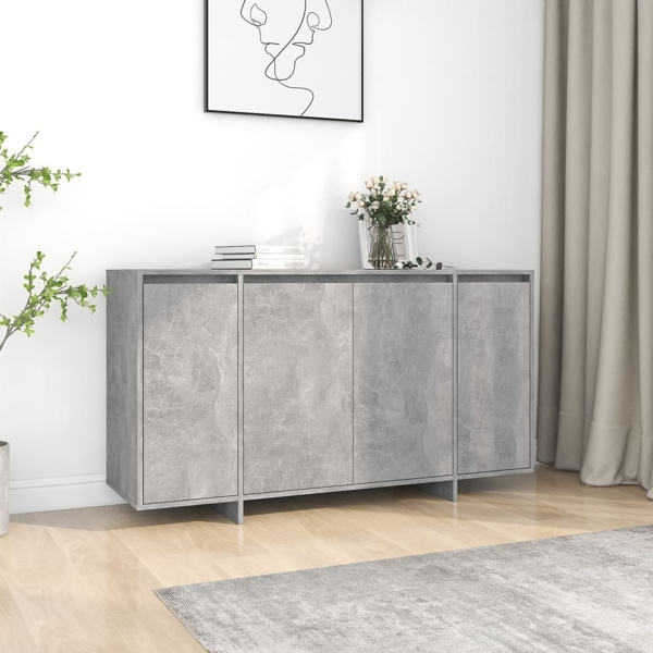 vidaXL Skänk betonggrå 135x41x75 cm konstruerat trä grå