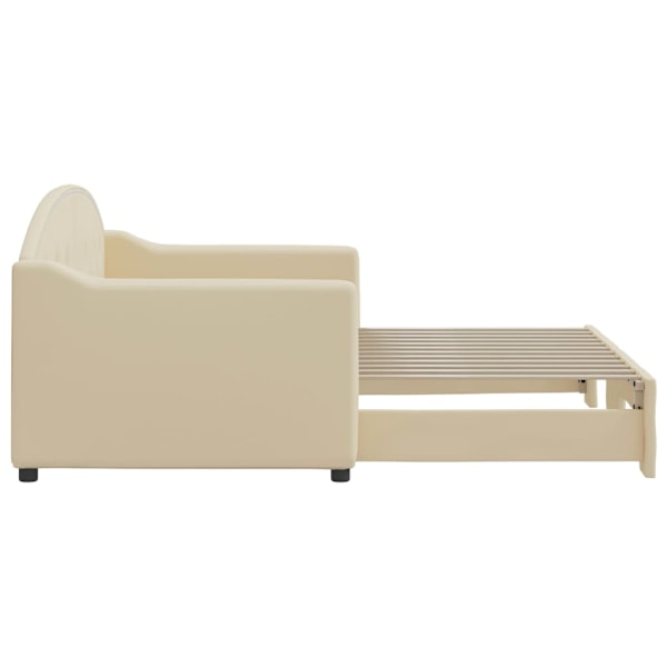 vidaXL Dagbädd utdragbar gräddvit 80x200 cm tyg Kräm