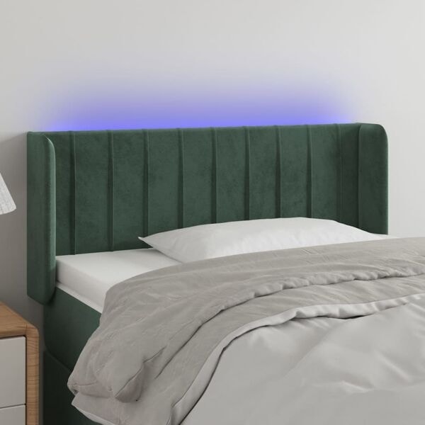 vidaXL Sänggavel LED mörkgrön 93x16x78/88 cm sammet Grön