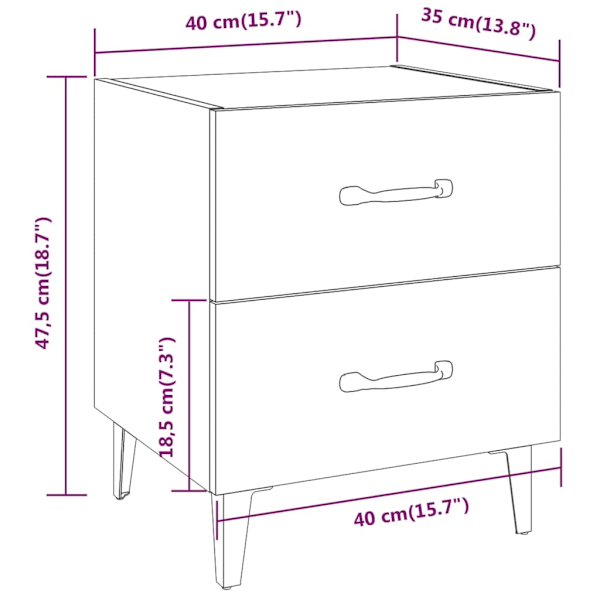 vidaXL Sängbord 2 st Rökfärgad ek 40x35x47,5 cm Brun