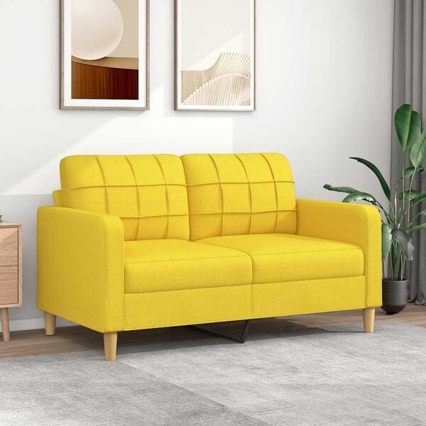 vidaXL 2-sitssoffa ljusggul 140 cm tyg Gul