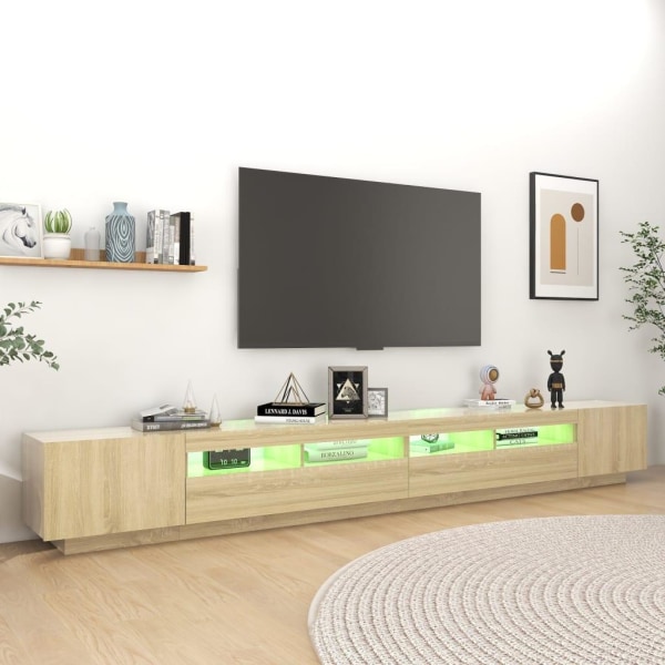 vidaXL TV-bänk med LED-belysning sonoma-ek 300x35x40 cm Brun