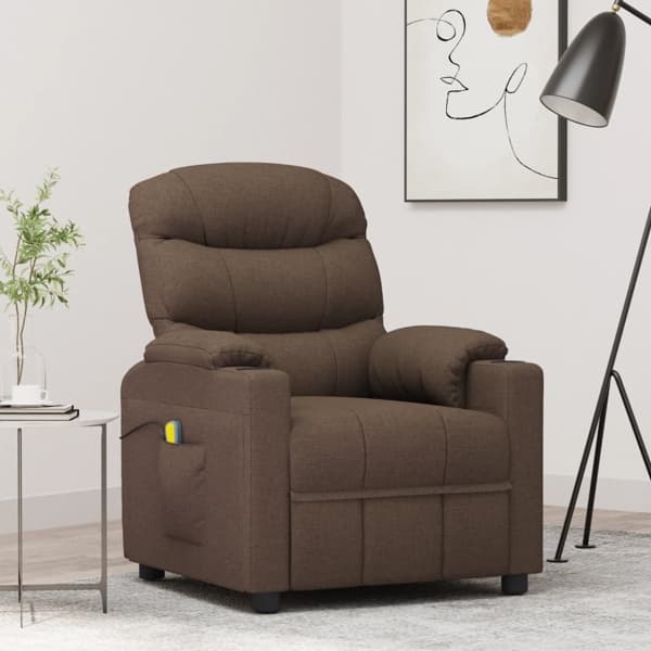 vidaXL Massagefåtölj brun tyg Brun