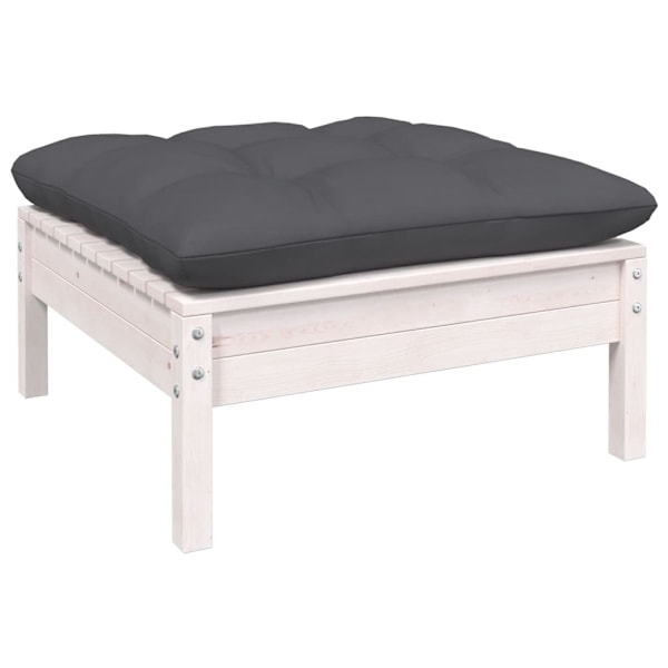 vidaXL Loungegrupp med dynor 6 delar vit massiv furu Vit