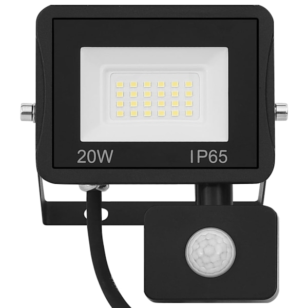 vidaXL Strålkastare med sensor 20 W LED kallvit Svart