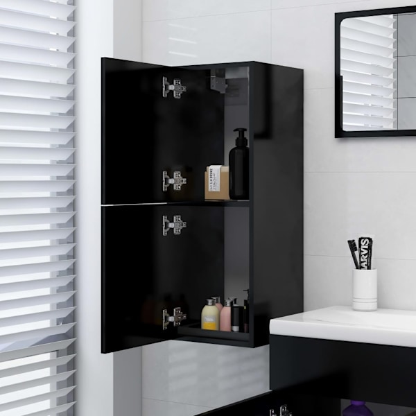 vidaXL Badrumsskåp svart 30x30x80 cm konstruerat trä Svart