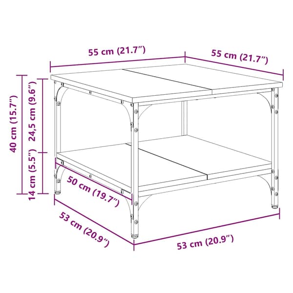 vidaXL Soffbord sonoma-ek 55x55x40 cm konstruerat trä Brun