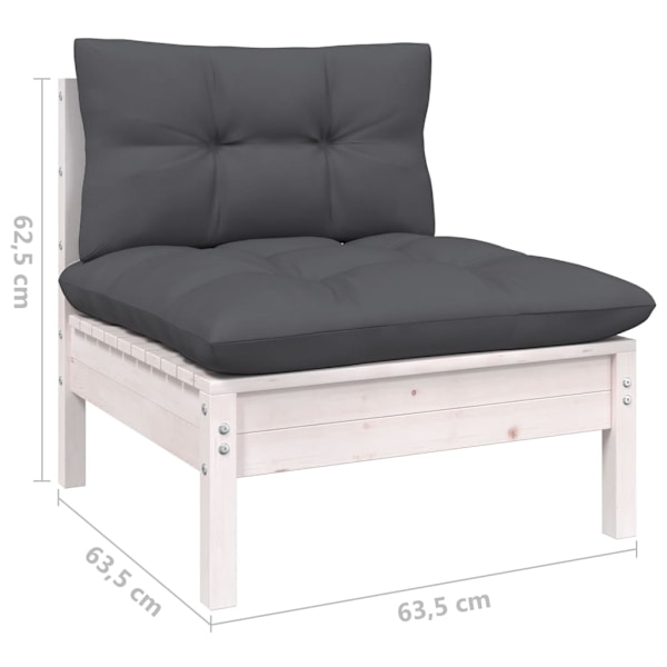 vidaXL Loungegrupp med dynor 7 delar vit massiv furu Vit