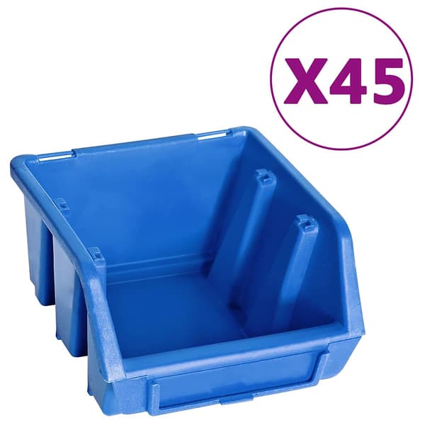 vidaXL Sortimentlådsats med väggpaneler 48 delar blå och svart Blå