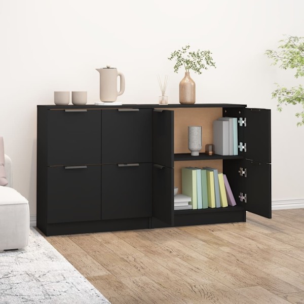 vidaXL Skänk 2 st svart 60x30x70 cm konstruerat trä Svart
