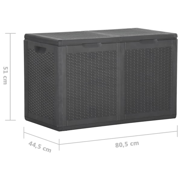 vidaXL Dynbox 180 liter svart PP-rotting Svart