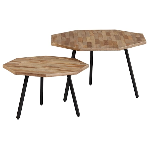 vidaXL Soffbord 2 st hexagonala återvunnen teak Brun