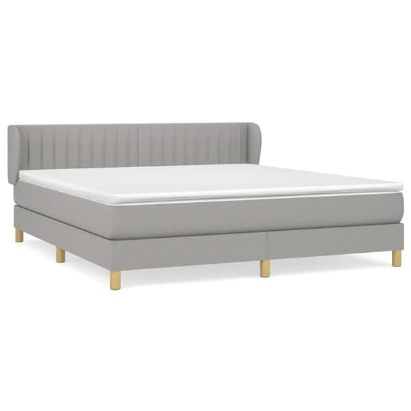 vidaXL Ramsäng med madrass ljusgrå 180x200 cm tyg Grå