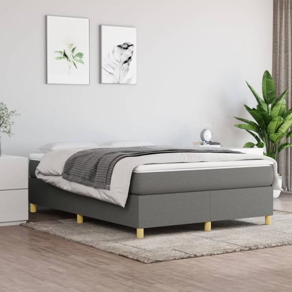 vidaXL Sängram utan madrass mörkgrå 140x190 cm tyg Grå