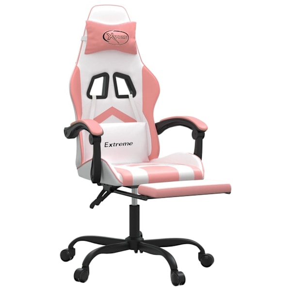 vidaXL Gamingstol med fotstöd vit och rosa konstläder Rosa