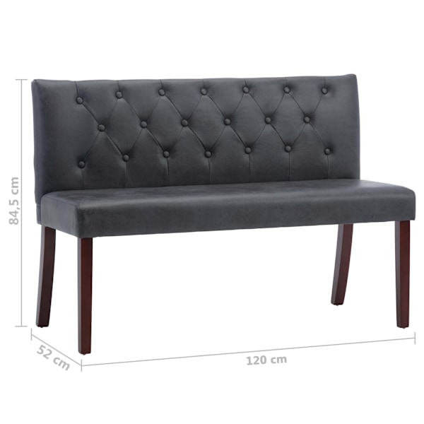 vidaXL Bänk 120 cm konstmocka grå grå