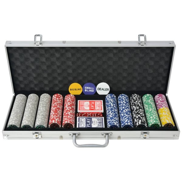 vidaXL Pokerset med 500 laser-marker aluminium Flerfärgsdesign