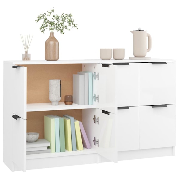 vidaXL Skänkar 2 st vit högglans 60x30x70 cm konstruerat trä Vit