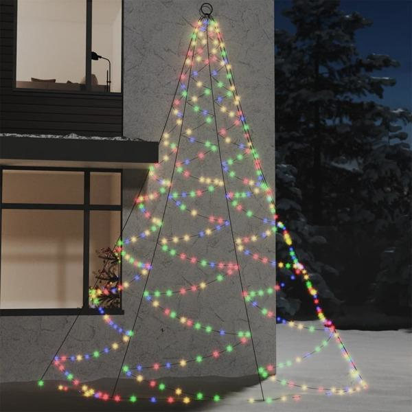 vidaXL Hängande julgran med metallkrok 720 flerfärgad LED 5 m inne/ute multifärg