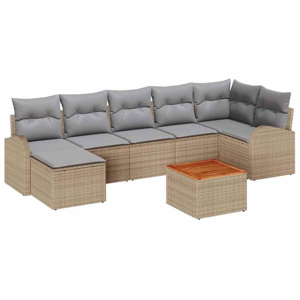 vidaXL Trädgårdsoffset 8 st Beige konstrotting Beige