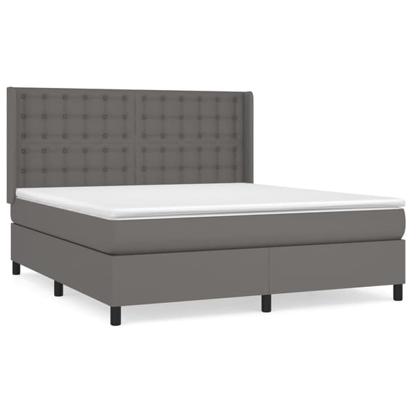 vidaXL Ramsäng med madrass grå 160x200 cm konstläder Grå