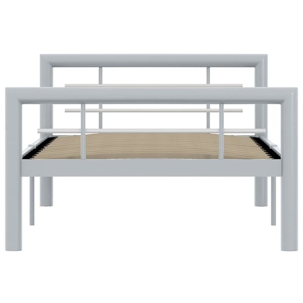 vidaXL Sängram grå och vit metall 90x200 cm grå