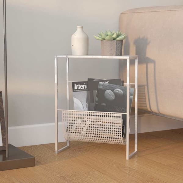 vidaXL Tidningsställ silver 35x15x45 cm stål Silver