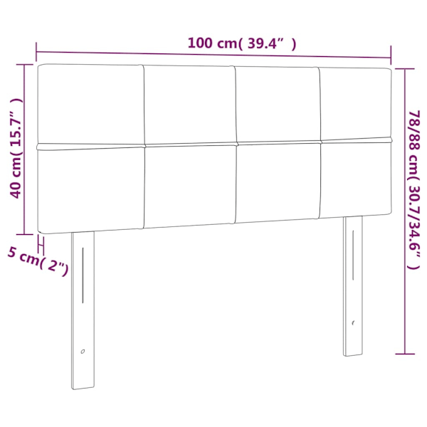 vidaXL Sänggavel LED taupe 100 x 5 x 78/88 cm tyg Taupe