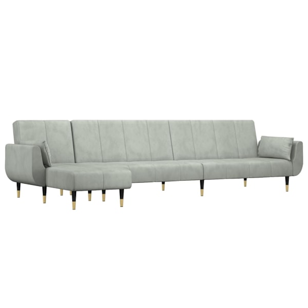 vidaXL L-formad bäddsoffa ljusgrå 275x140x70 cm sammet Grå