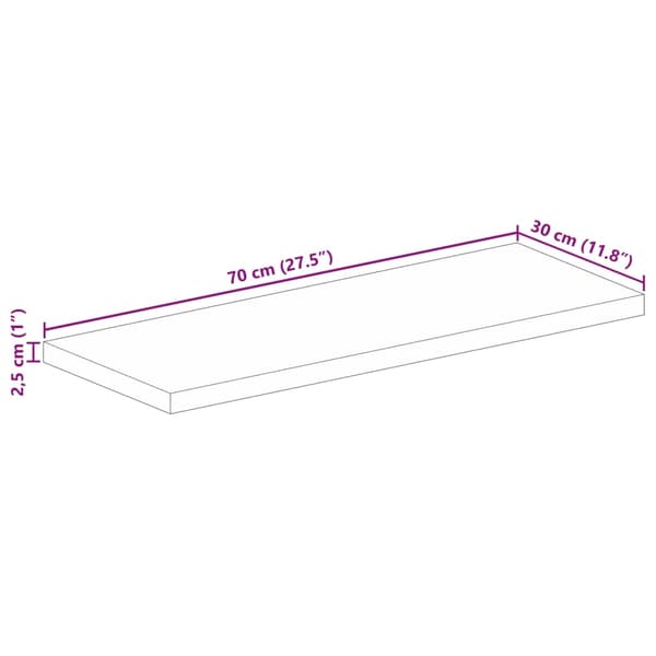 vidaXL Bordsskiva 70x30x2,5 cm rektangulär massivt mango-trä Brun