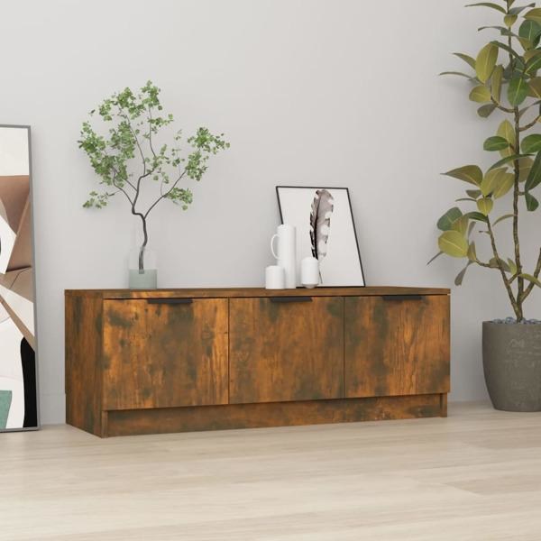 vidaXL Tv-bänk rökfärgad ek 102x35x36,5 cm konstruerat trä Brun