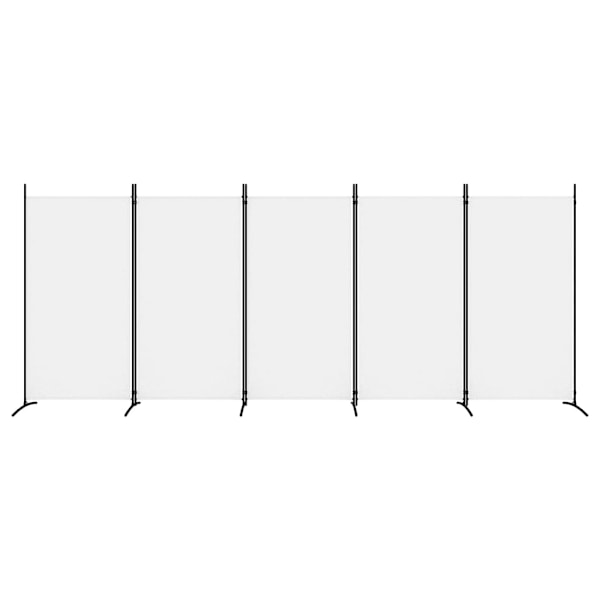 vidaXL Rumsavdelare 5 paneler vit 433x180 cm tyg Vit