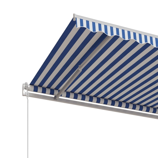 vidaXL Markis automatiskt infällbar 450x350 cm blå och vit Blå