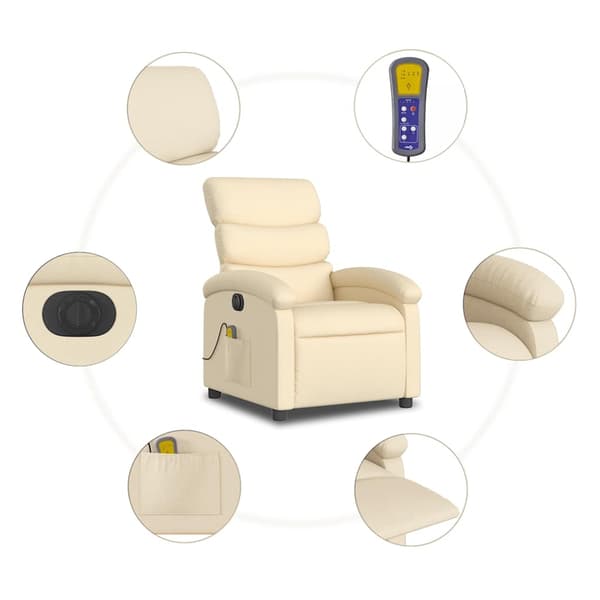 vidaXL Elektrisk massagefåtölj gräddvit tyg Kräm