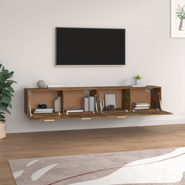 vidaXL Väggskåp 2 st rökfärgad ek 100x36,5x35 cm konstruerat trä Brun