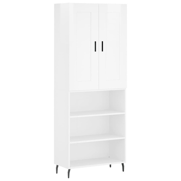 vidaXL Högskåp högglans vit 69,5x34x180 cm konstruerat trä Vit