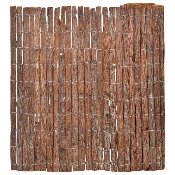 vidaXL Barkstaket 100 x 600 cm Bark Brun Brun